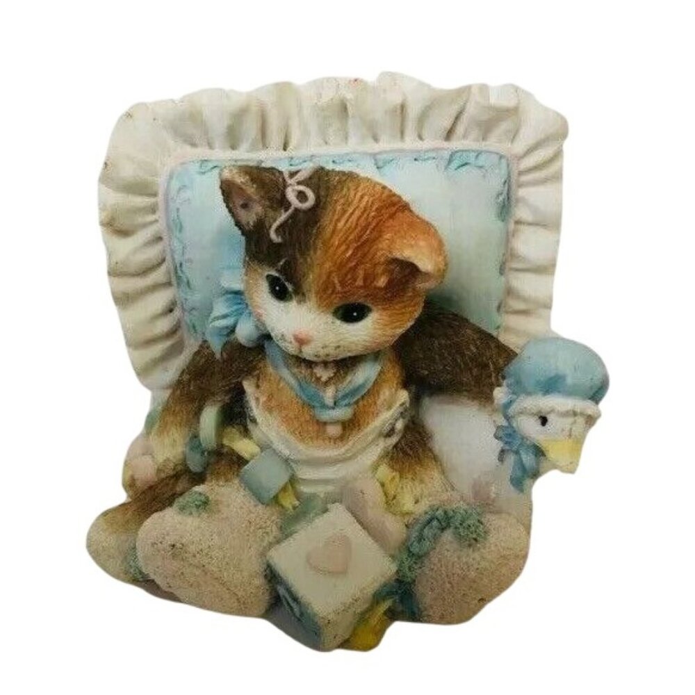 Cherished Teddies "Jasmine" Figurine Cat‎ In Chair Pastel Colors